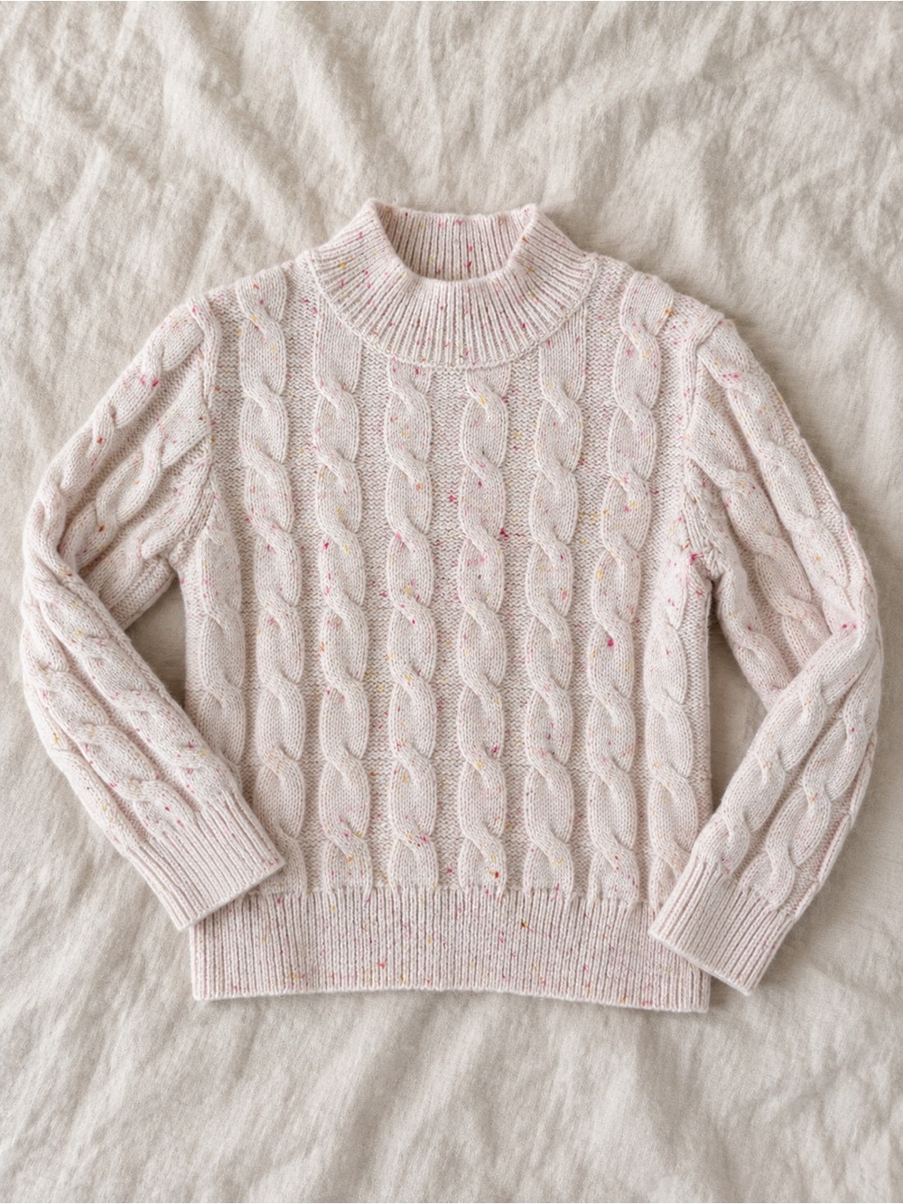 J.Crew Crewcuts Girls Light Pink Confetti Cable Knit Mock Neck Sweater Size 6-7